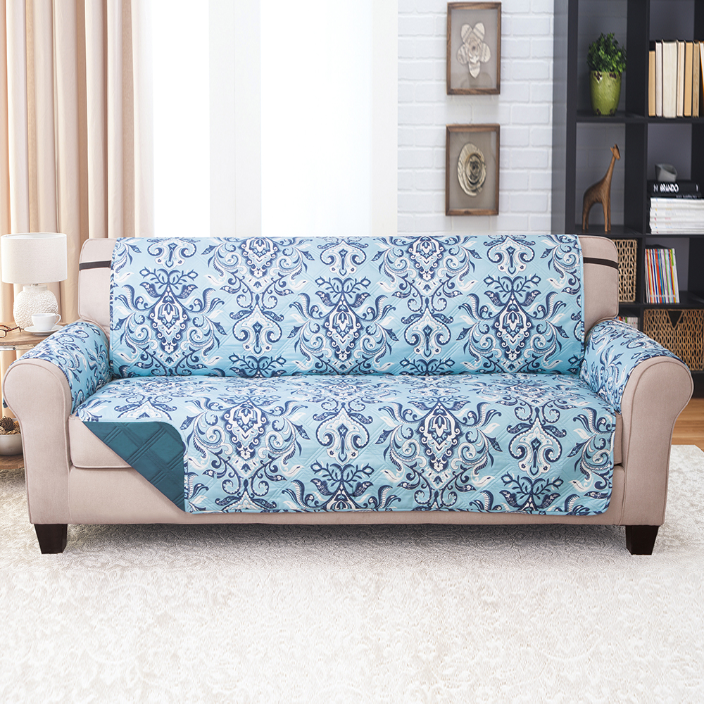 99.99% Polyester printed and solid double-side use sofa cover