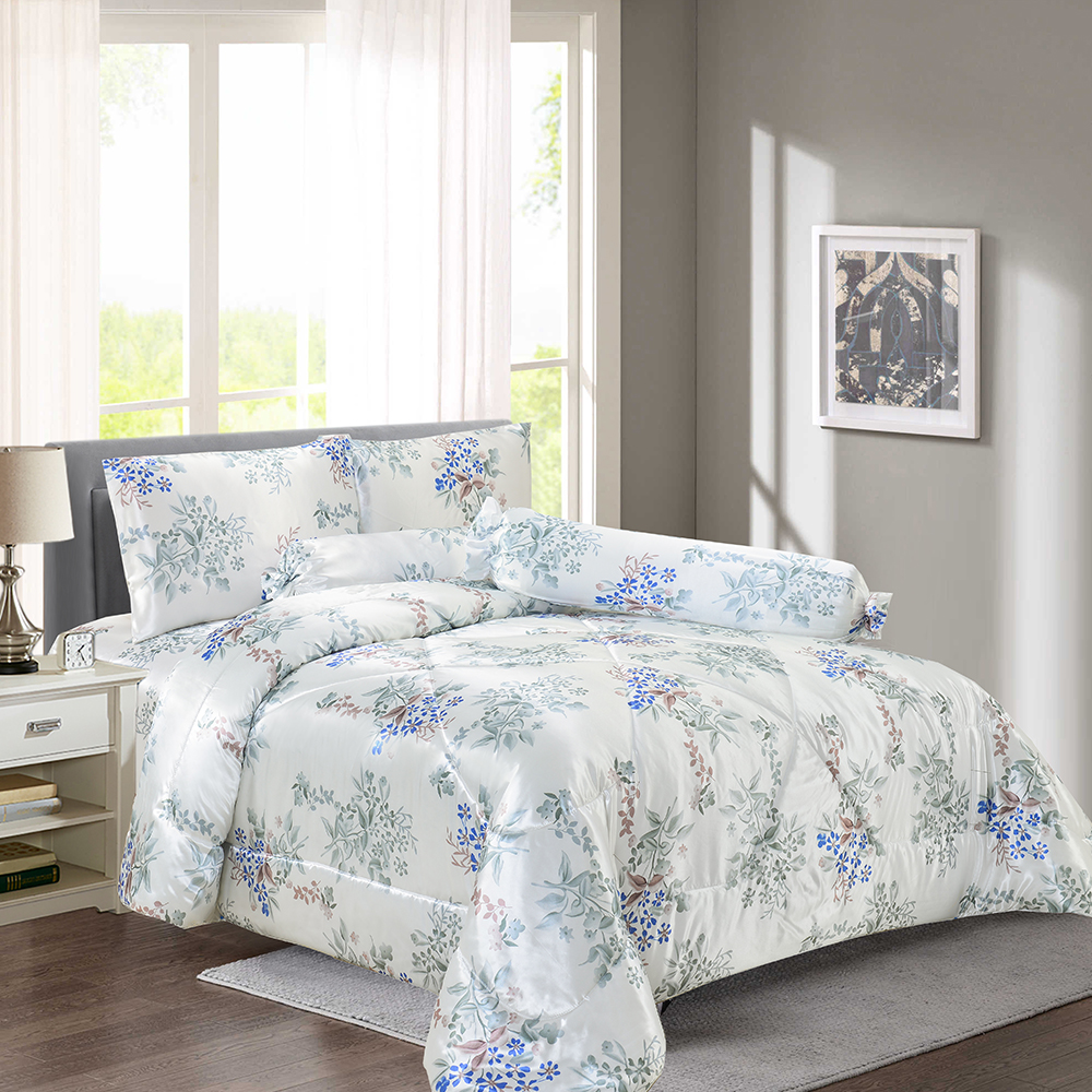 Printing satin 5pcs comforter set